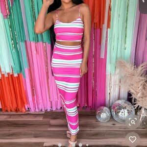 Le Lis striped maxi skirt with crop top set. Small. NWT.